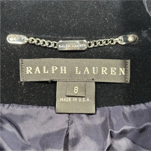 Ralph Lauren Black Label Velvet Jacket Coat Blazer Size 8 Deep Navy Blue - Picture 2 of 9
